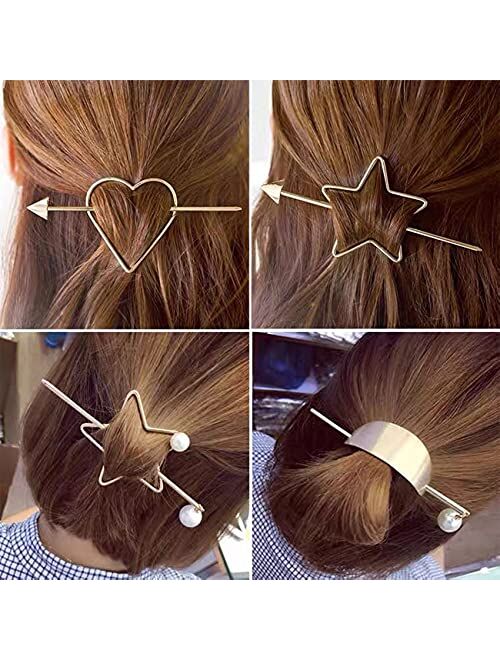 12 Pieces Hair Sticks for Women Hair Pins Round Top Hair Cuff Bun High Polished Alloy Hair Bun Cage with Stick Minimalist Hollow Vintage Hair Clips Fashion Hair Accessori