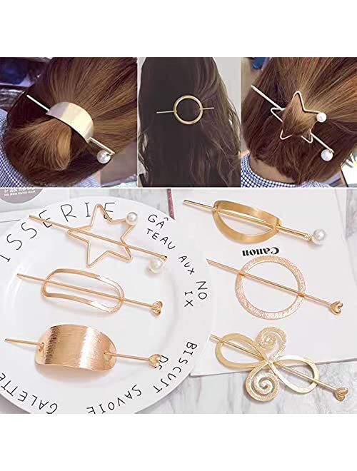 12 Pieces Hair Sticks for Women Hair Pins Round Top Hair Cuff Bun High Polished Alloy Hair Bun Cage with Stick Minimalist Hollow Vintage Hair Clips Fashion Hair Accessori