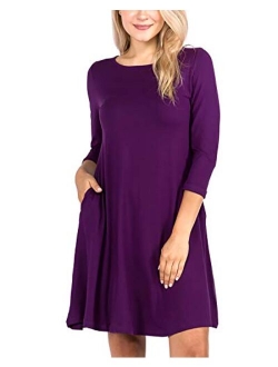 YELETE Women's A-line Dress with Pockets Plus Sizes S-3XL