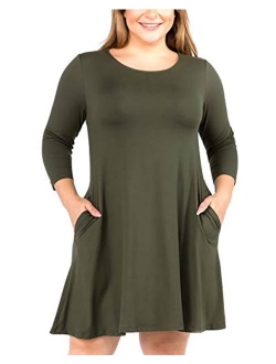 YELETE Women's A-line Dress with Pockets Plus Sizes S-3XL