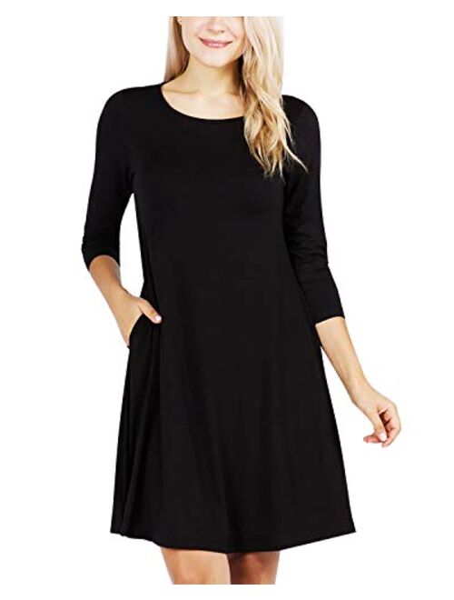 YELETE Women's A-line Dress with Pockets Plus Sizes S-3XL