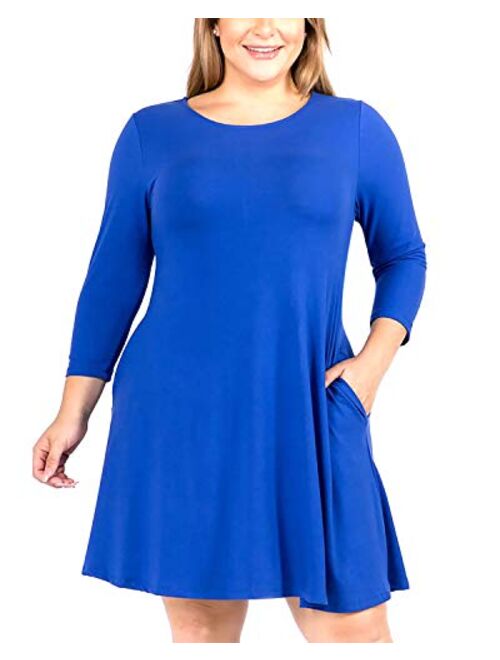 YELETE Women's A-line Dress with Pockets Plus Sizes S-3XL