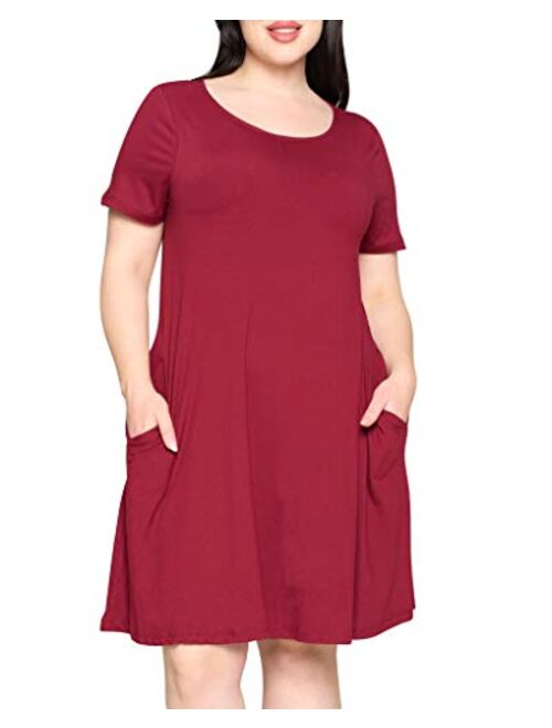 YELETE Women's A-line Dress with Pockets Plus Sizes S-3XL