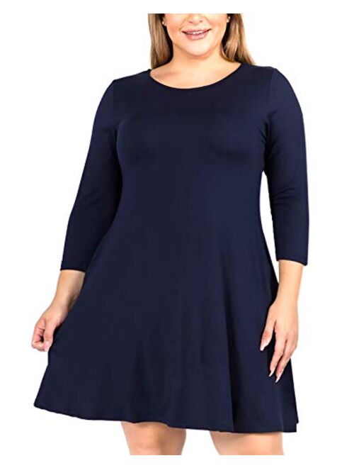 YELETE Women's A-line Dress with Pockets Plus Sizes S-3XL