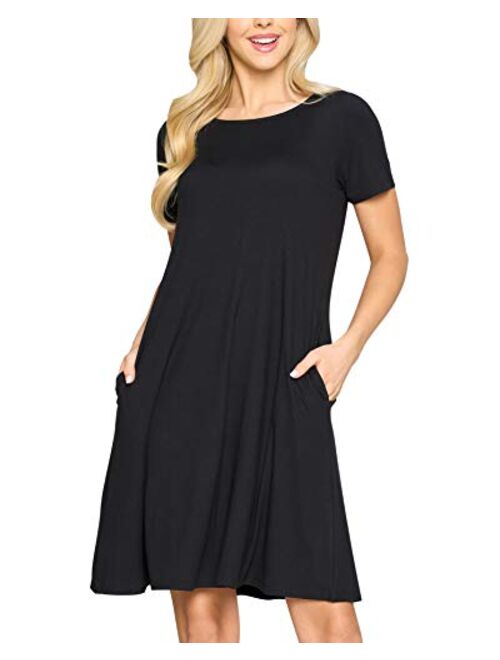 YELETE Women's A-line Dress with Pockets Plus Sizes S-3XL