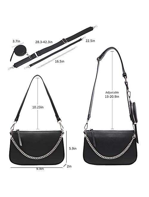 AMHDV Women Multipurpose Crossbody Bags Small Shoulder Bag Fashion 3 in 1  Zip Handbags with Coin Purse (01-black): Handbags