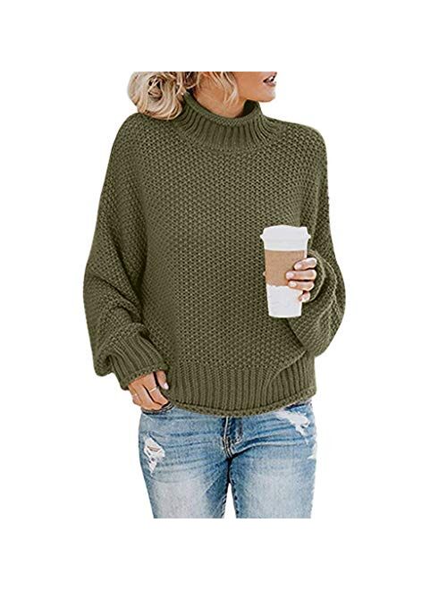 Sweaters for Women, Womens Fashion Turtleneck Long Sleeve Knit Sweater Casual Loose Knitted Pullover Jumper Blouse Tops