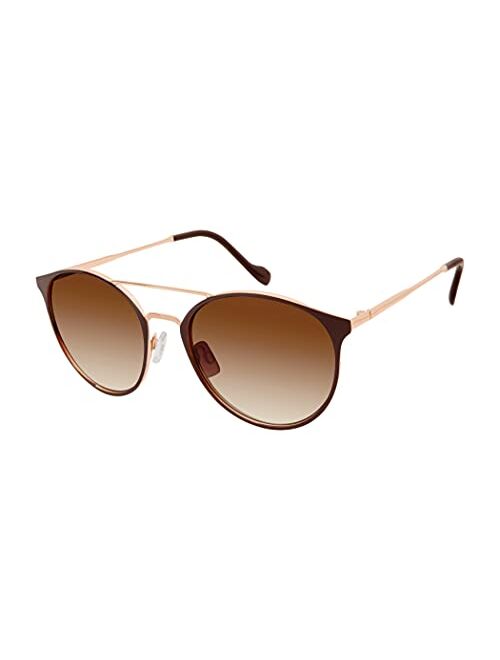 Jessica Simpson Women's J5564 Round Mixed Metal Sunglasses with Metal Brow Bar & Temple & 100% UV Protection, 60 mm