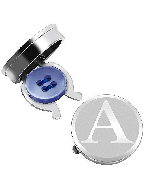 HAWSON Letter Button Cover Cufflinks for Men Initial and Impressing Alphabet A-Z - Best Choice for Weddling Gift