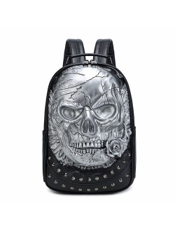 3D Embossed rose Skull Backpack bags for Men Laptop Schoolbag Originality man Bag rivet whimsical Cool Rock travel computer bag