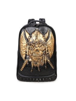 Creative 3D Skull Luminous Pu Backpack Men's Travel Computer Bag Knapsack