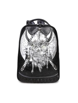 Creative 3D Skull Luminous Pu Backpack Men's Travel Computer Bag Knapsack