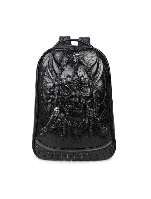 Creative 3D Skull Luminous Pu Backpack Men's Travel Computer Bag Knapsack