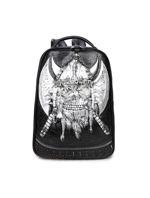 Creative 3D Skull Luminous Pu Backpack Men's Travel Computer Bag Knapsack