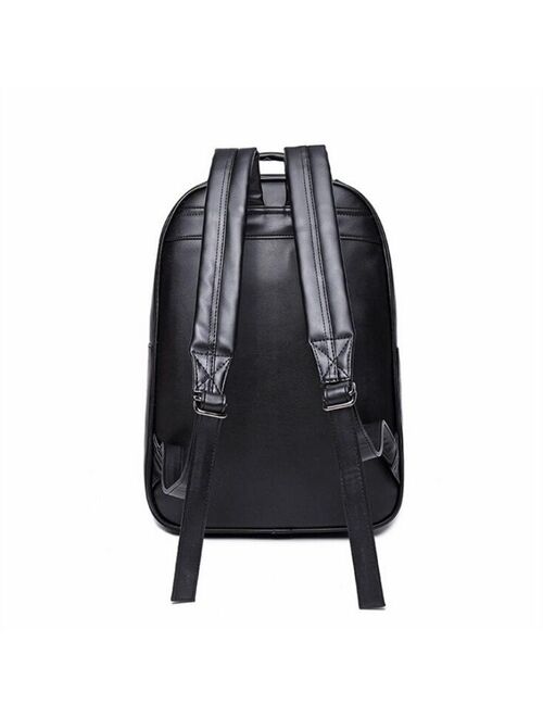 Men Backpack 3D Owl Skull Embossing Rivet Black Purse Satchel Halloween Stylish Cool PU Leather laptop Travel Soft Bags