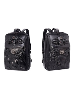 Creative Pu shoulder bag personality skull waterproof computer backpack pirate ship long chic cool student bag