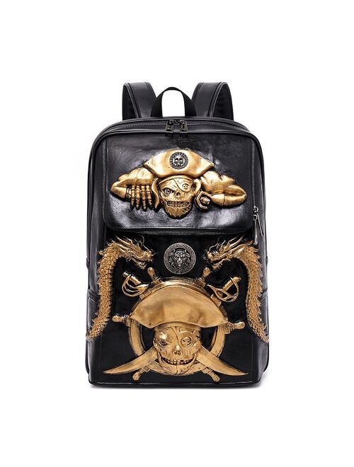 Creative Pu shoulder bag personality skull waterproof computer backpack pirate ship long chic cool student bag