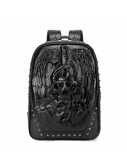 Fashion 3D Embossed Skull Backpack bags for Women unique Cool Schoolbag Rivet Personality Laptop bag for Teenagers mochila