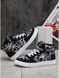 Men Lace-up Front High Top Sneakers