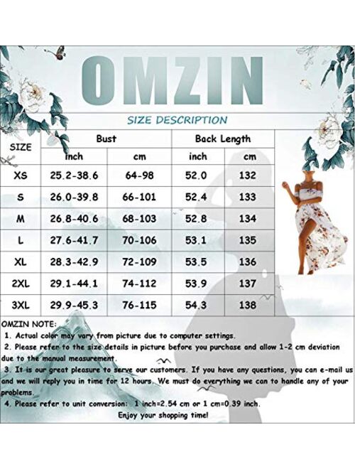 OMZIN Women's Summer Beach Dress Off Shoulder Floral Maxi Print Boho Dress