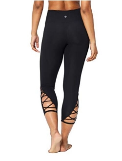 Amazon Brand - Core 10 Women's (XS-3X) High Waist Yoga Lattice 7/8 Crop Legging - 24"