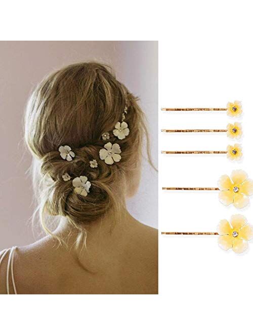 Bartosi Pearls Bobby Pins Hair Clips Silver Hair Barrettes Hairpin Accessories for Women and Girls (Pack of 7)(White)