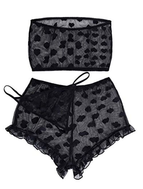 Women's Lingerie Set Stretchy Lace Bandeau Bra Underwear Set Size S-XXL