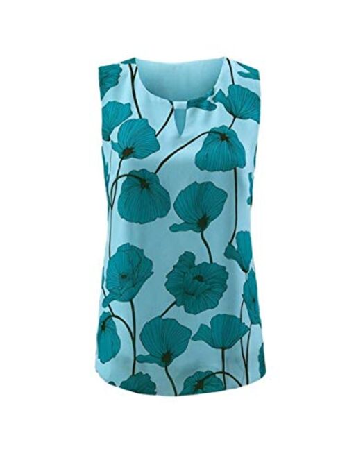 cabi #3268 Blue Poppy Floral Sleeveless Blouse Tank