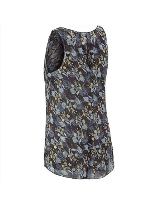 cabi Fern Blouse Style 3450 Floral Navy Sheer Layered Sleeveless Top