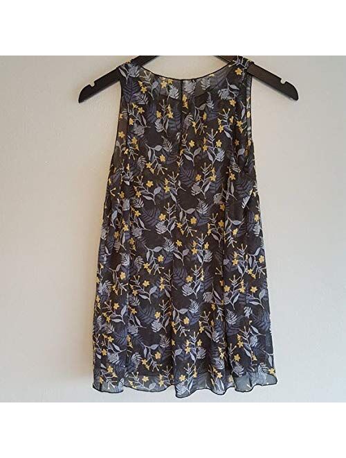 cabi Fern Blouse Style 3450 Floral Navy Sheer Layered Sleeveless Top