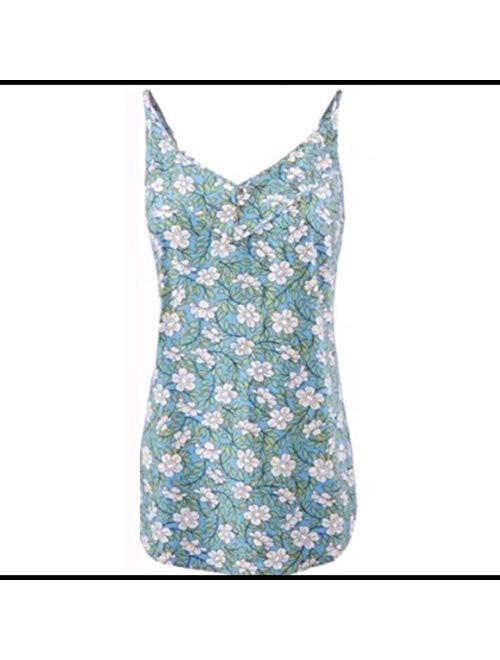 cabi Vine Cami #5214 Aqua Blue Cottonwood Floral