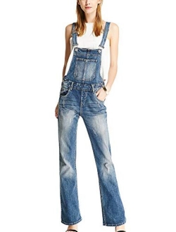 Women's Denim Bib Overall Adjustable Strap Denim Overalls Women Casual Jumpsuit Skinny Leg Trousers