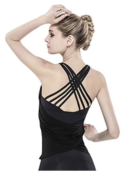 Lisueyne Women's Workout Yoga Tops Sportswear Clothes Activewear Built in Bra Tank Tops for Women