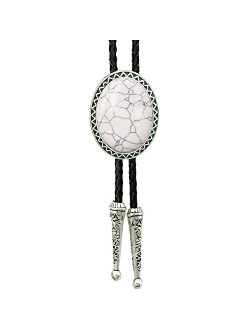 SELOVO Genunie Leather Bolo Tie Native Western Bola Tie Stone