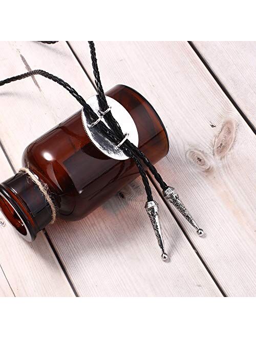 Jstyle 4Pcs Bolo Tie for Men Western Cowboy Leather Necktie Halloween Costume Accessories for Men Women