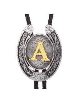 Vintage Bolo Tie for Men- Initial Letter ABCDMJR to Z Western Cowboy Bolo Tie for Women