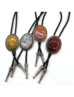 Oval agate natural stone BOLO tie men's new high-end wedding accessories Leather rope