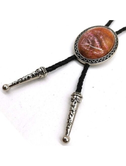 Oval agate natural stone BOLO tie men's new high-end wedding accessories Leather rope