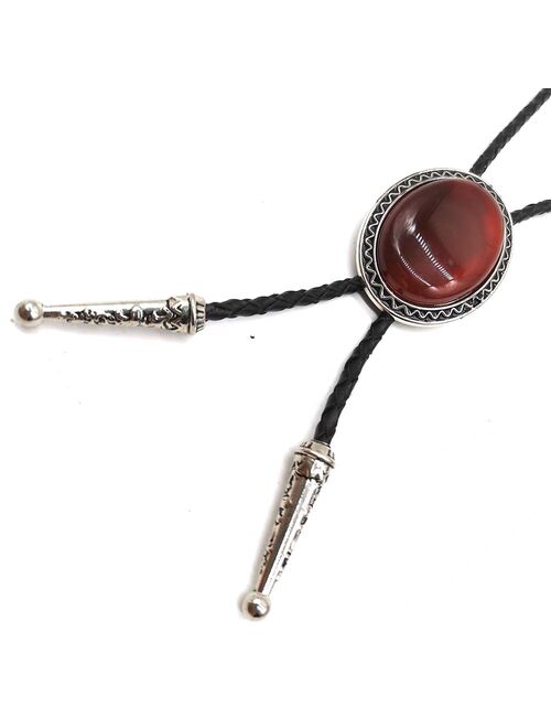 Oval agate natural stone BOLO tie men's new high-end wedding accessories Leather rope