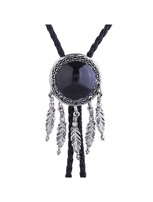 Bolo tie, Handmade Round Shape Western Cowboy Bola tie black