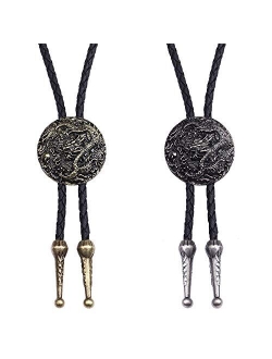 COOLLA Bolo tie- Handmade Western Cowboy Black Vintage Cicada Pendant for Women,Men