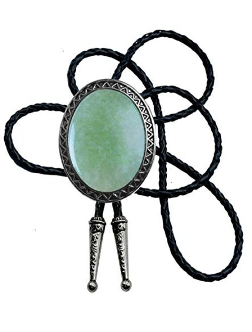 Bolo Tie with Natural Stone Turquoise Stone Style Genuine and Cowhide Rope More Colors