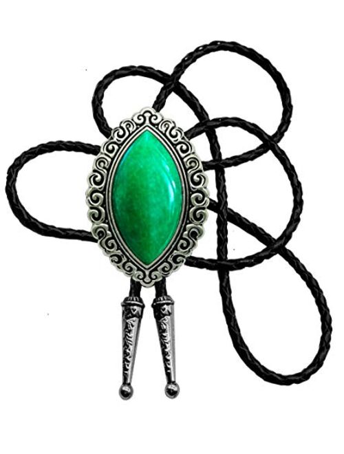 Bolo Tie with Natural Stone Turquoise Stone Style Genuine and Cowhide Rope More Colors