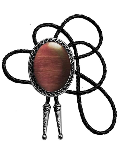 Bolo Tie with Natural Stone Turquoise Stone Style Genuine and Cowhide Rope More Colors