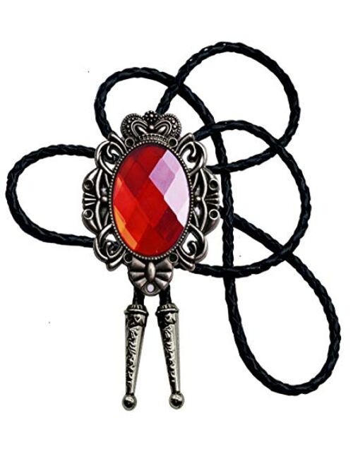 Moranse Bolo Tie Natural Colors Crystal Stone Western Celtic Style Genuine and Cowhide Rope