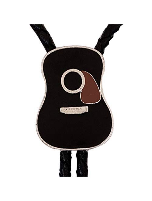 LAXPICOL Fashion Western Cowboy Black Enamel Guitar shape Bolo Tie