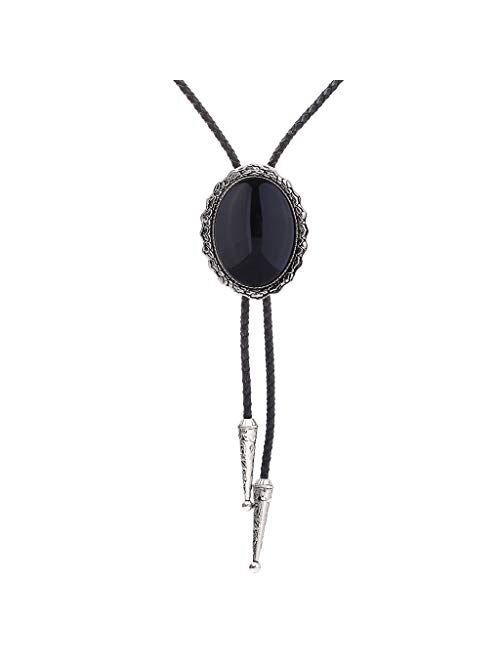 Black Bolo Tie for Men, Native American Western Cowboy Bolo Tie