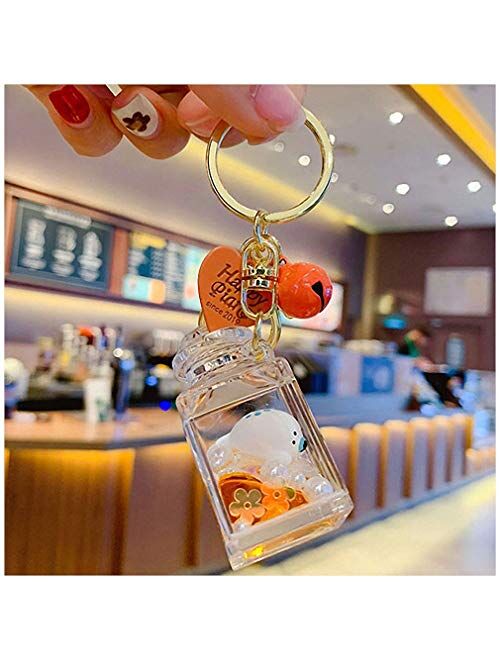 Kytrun Moving Liquid Key Chain Cute Marine Life Quicksand Bottle Key Chains Bag Keyring Car Key Chains Trinket Lovely Pendant Gifts Blue Whale