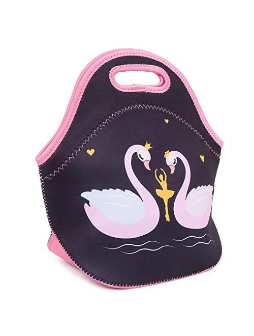 Mloovnemo Cute Swan Ballet Dancing Girl Diamond Sequins Waterproof Princess School Backpack Set Girls Book Bag (Large, Pink Set)