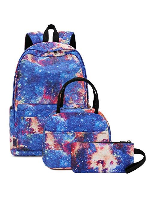 BLUBOON School Backpack Teens Girls Boys Kids School Bags Bookbag with Lunch bag pencil pouch (Tie Dye Green Pink)